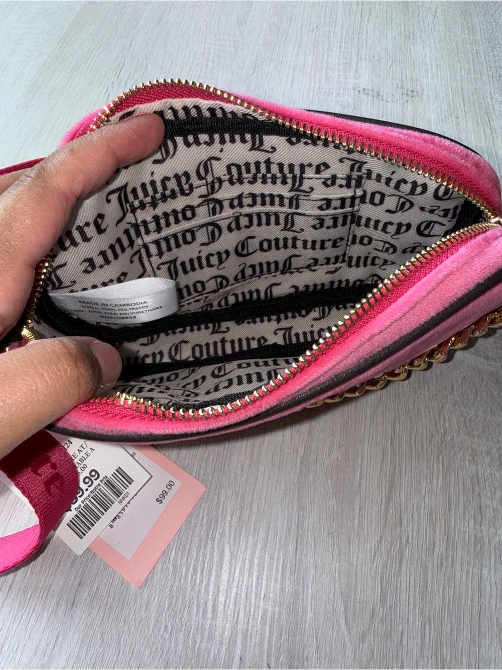 Juicy Couture Pink Velvet Crossbody Bag and Wallet set - Picture 5 of 7